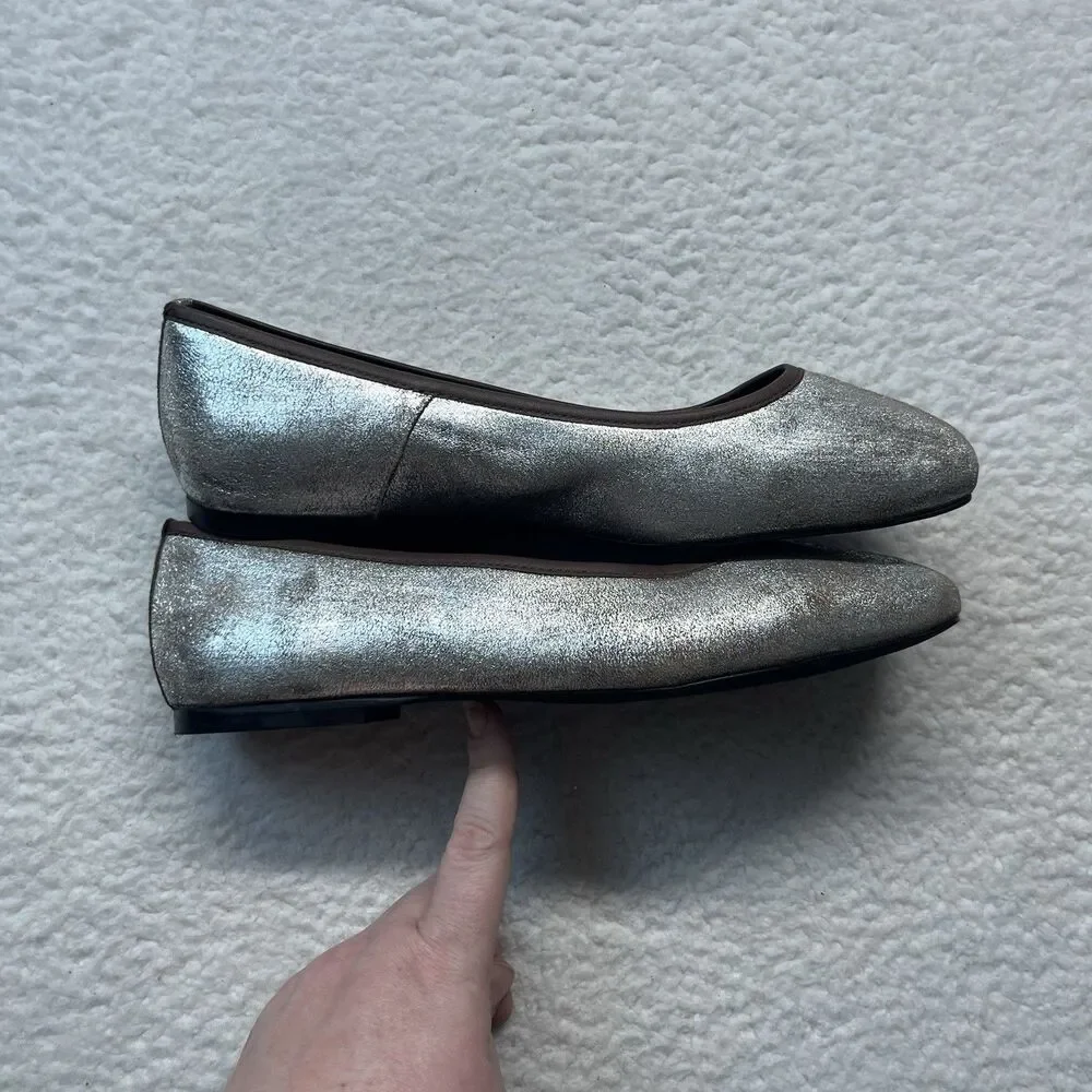 Seychelles Flats Womens 8.5 Distressed Metallic Leather Ballet Minimalist Corp